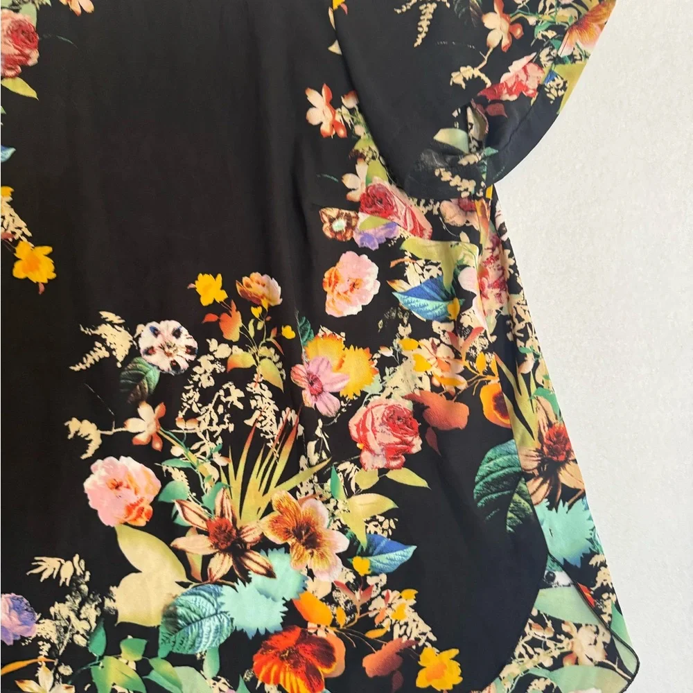 Spense Woman‎ Black Floral Print Blouse Women’s Plus Size 1X - Picture 2 of 5